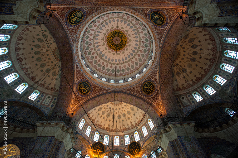 Interiors of the Suleymaniye Mosque in Istanbul