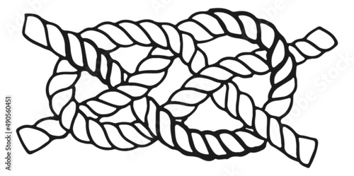 Boating knot. Sailor rope tangle. Marine cord loop