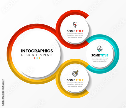 Infographic template with icons and 3 options or steps. Circle