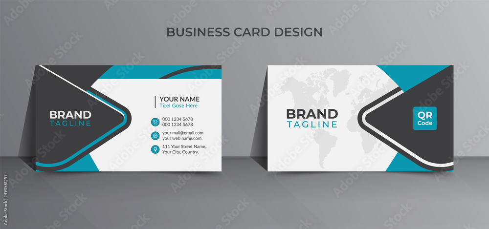 Creative and clean business card template design in blue color