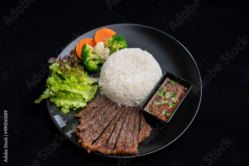 main dish food with grilled...