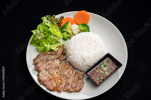 main dish food with grilled...