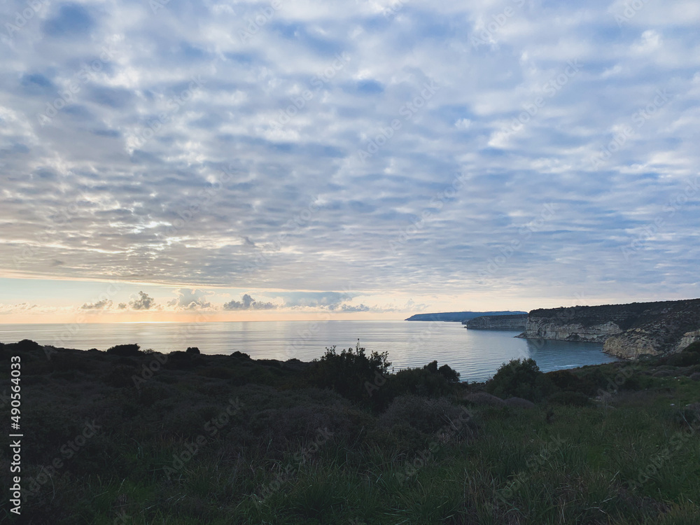 Rocky sea coastline, blue sea, seascape Rocky sea coastline, blue sea, seascape