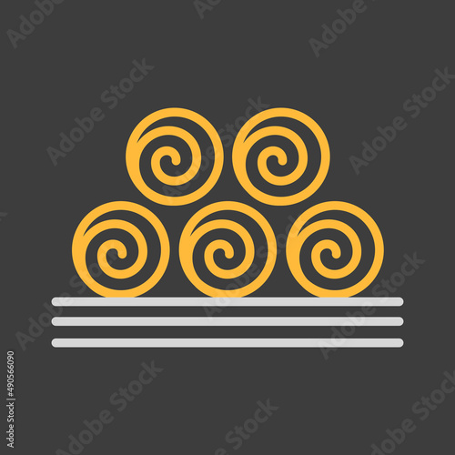 Round hay bales vector icon