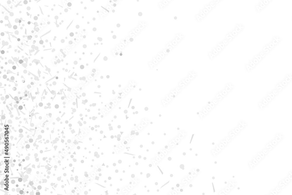Confetti on isolated white background. Geometric holiday texture with glitters. Image for banners, posters and flyers. Greeting cards. Black and white illustration