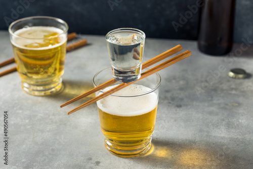 Boozy Refreshing Japanese Sake Bomb Cocktail photo