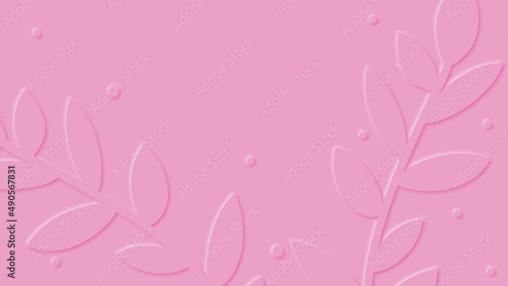 Abstract pink background with paper style leaves. Abstract pink background with paper style leaves.