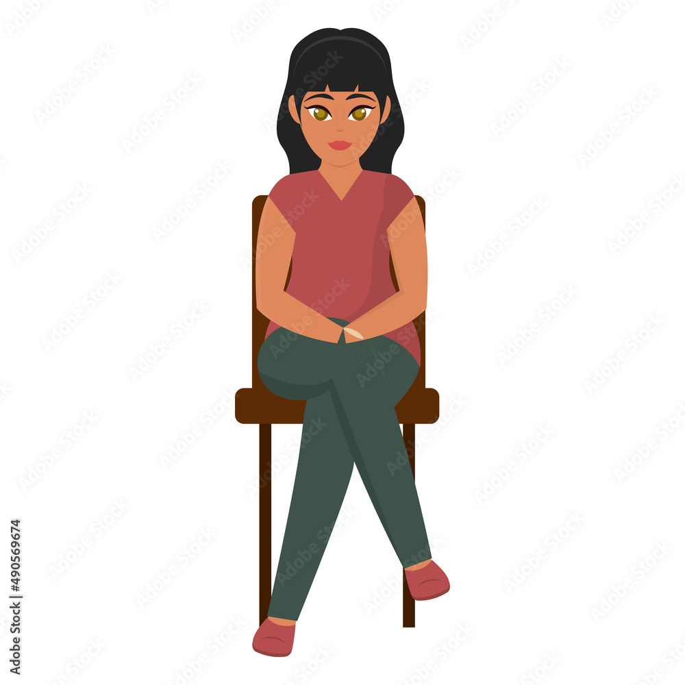 Fototapeta premium Isolated woman cartoon sitting on a chair Vector illustration