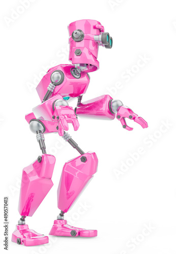 funny robot cartoon doing a what is up sose in a white background