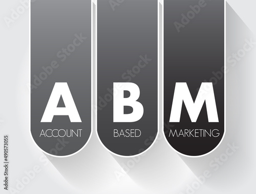 ABM Account Based Market - business marketing strategy that concentrates resources on a set of target accounts within a market, acronym text concept background