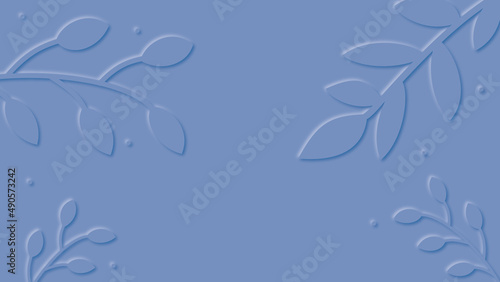 Simple paper cut leaf on blue background, spring concept, vector illustration.