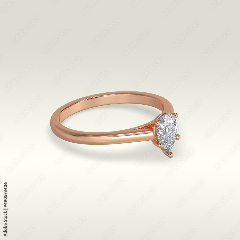 solitaire engagement ring laying down position in rose gold 3D render solitaire engagement ring laying down position in rose gold 3D render