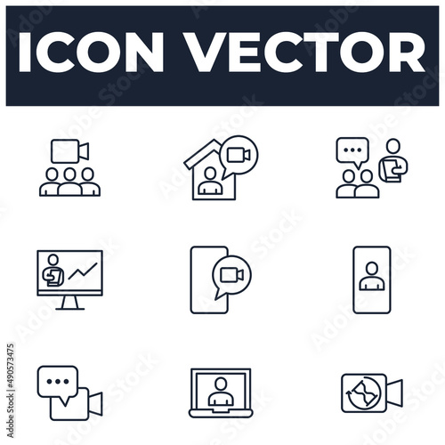 set of Video Conference elements symbol template for graphic and web design collection logo vector illustration