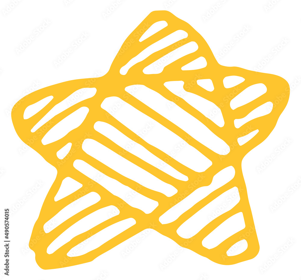 Obraz premium Yellow star. Hand drawn doodle sketch symbol