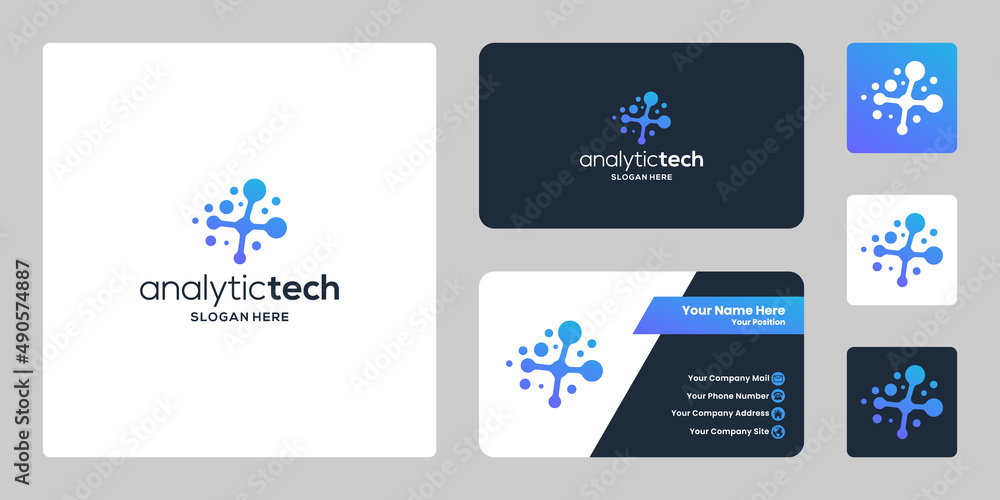 analytic tech logo design modern with business card design