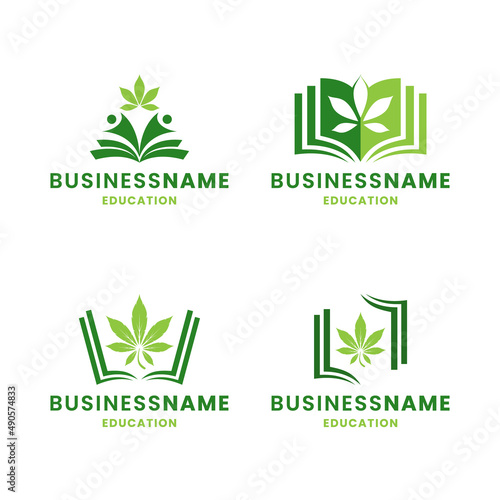 marijuana education logo design. cannabis education logo design collection.