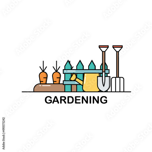 Gardening Concept Icon isolated on white background. Illustration