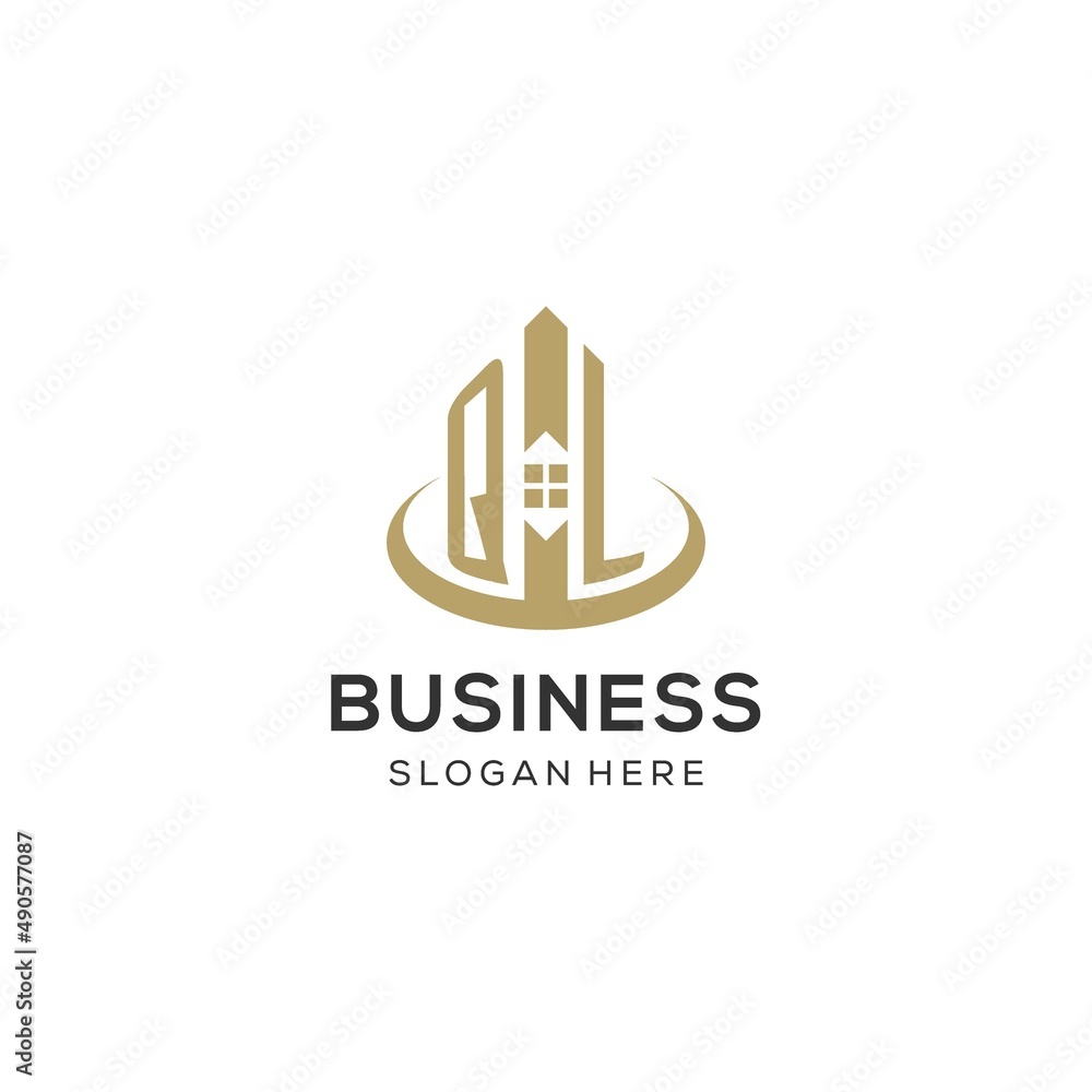 Initial QL logo with creative house icon, modern and professional real ...
