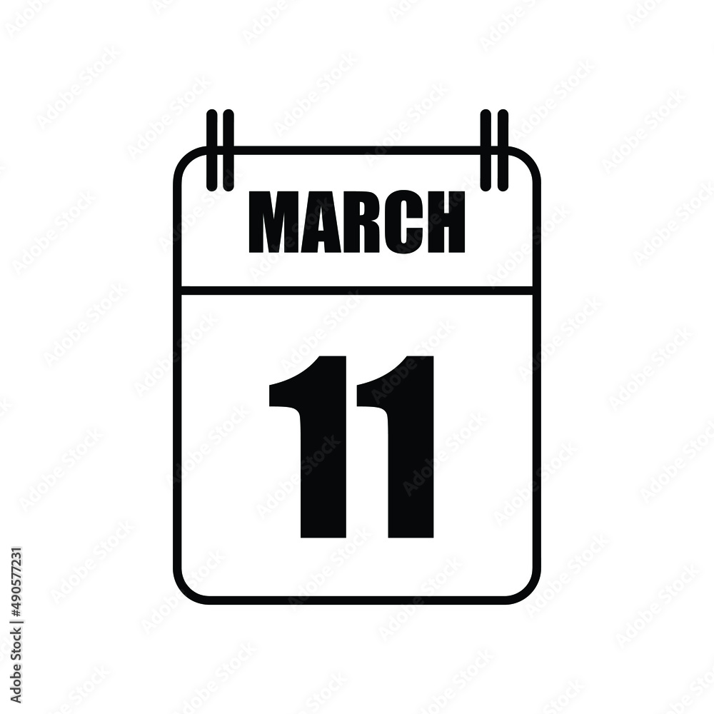 Outline 11 March Calendar Icon Vector Illustration . Date , Day Of Mouth Outline 11 March Calendar Icon Vector Illustration . Date , Day Of Mouth
