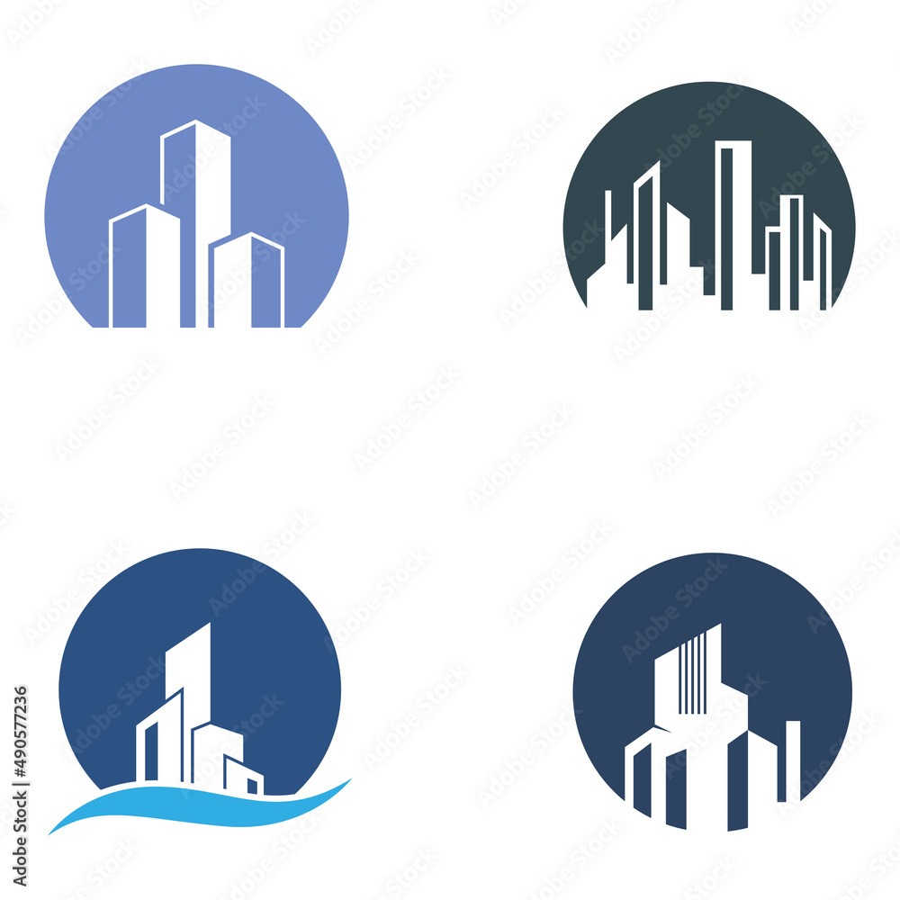 city skyline, city silhouette, modern city and city center. With logo design concept, icon and symbol illustration template. city skyline, city silhouette, modern city and city center. With logo design concept, icon and symbol illustration template.