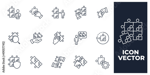 set of Puzzle elements symbol template for graphic and web design collection logo vector illustration