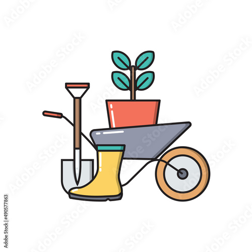 Gardening Concept Icon isolated on white background. Illustration