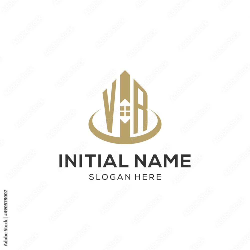 Initial VR logo with creative house icon, modern and professional real ...