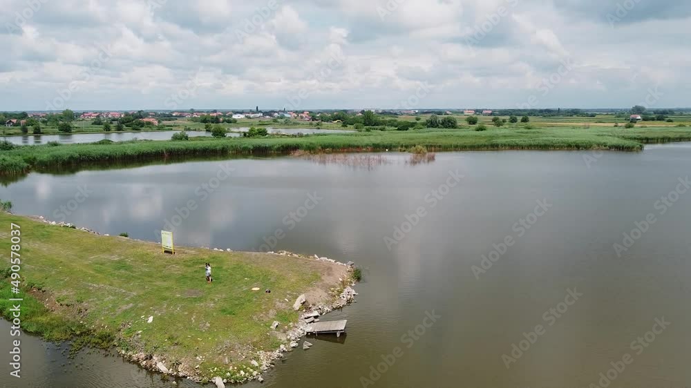 View of a large lake near the town where is an abandoned eco farm 19 View of a large lake near the town where is an abandoned eco farm 19