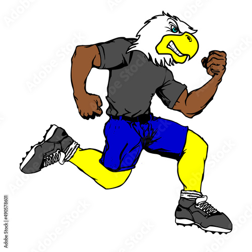 runner eagle cartoon fitness illustration in vector format