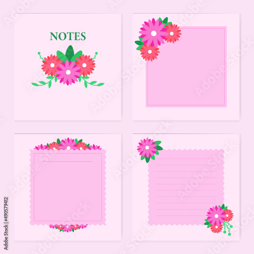 paper blank notes with Flower design