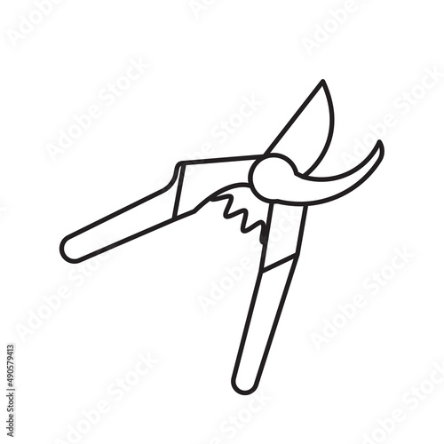 Garden secateurs for plants, simple gardening icon in trendy line style isola...