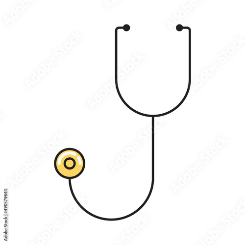 Phonendoscope simple medicine icon in trendy line style isolated on white bac...