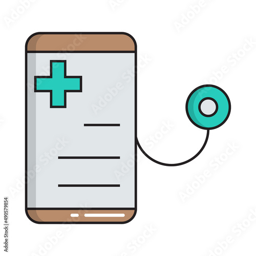 Online doctor consultation simple medicine icon in trendy line style isolated...
