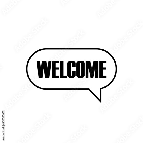 Welcome, speech bubble icon isolated on white background