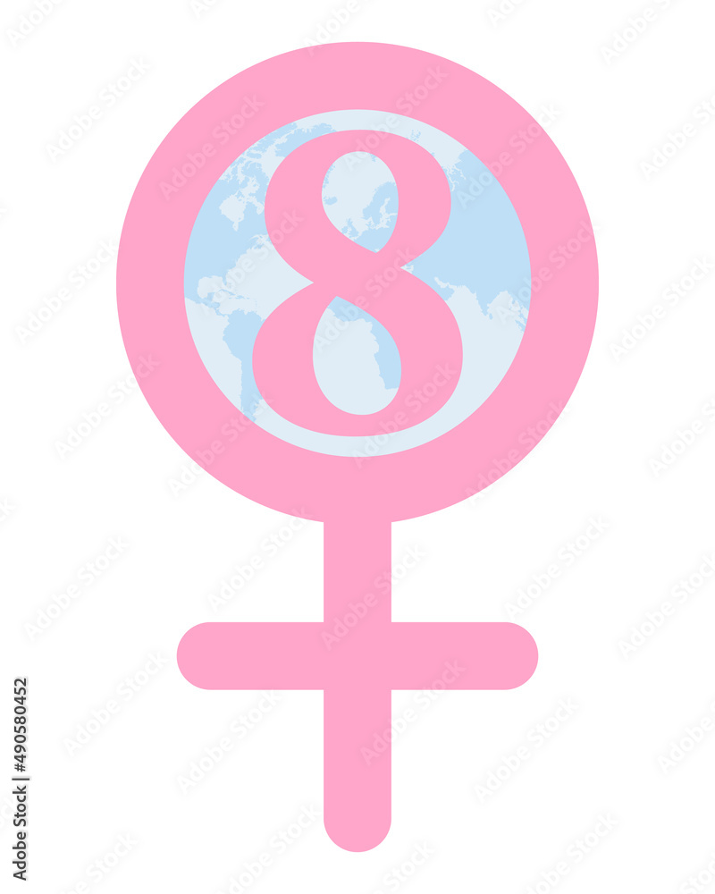 Female gender symbol. Women's day, march 8th. Female gender symbol. Women's day, march 8th.