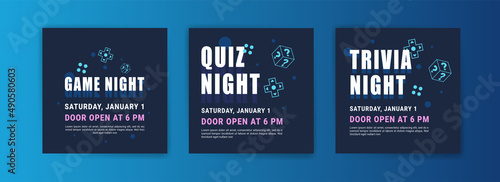 Collection of banner templates for trivia night.