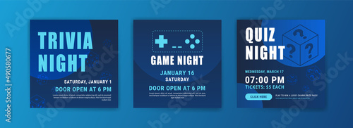 Collection of banner templates for trivia night.