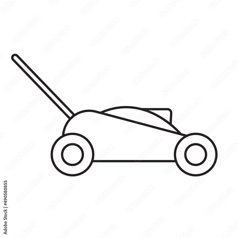 Lawn mower, simple gardening icon in trendy line style isolated on white background for web apps and mobile concept. Illustration Lawn mower, simple gardening icon in trendy line style isolated on white background for web apps and mobile concept. Illustration