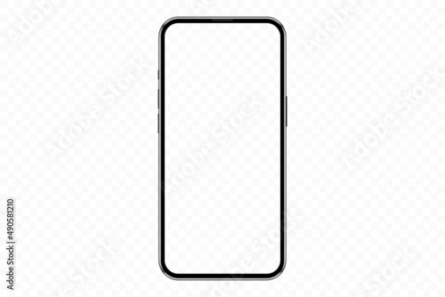 App demonstration mockup. Realistic mobile phone  frame only, mockup with transparent screen, cellphone app template. Isolated stock vector