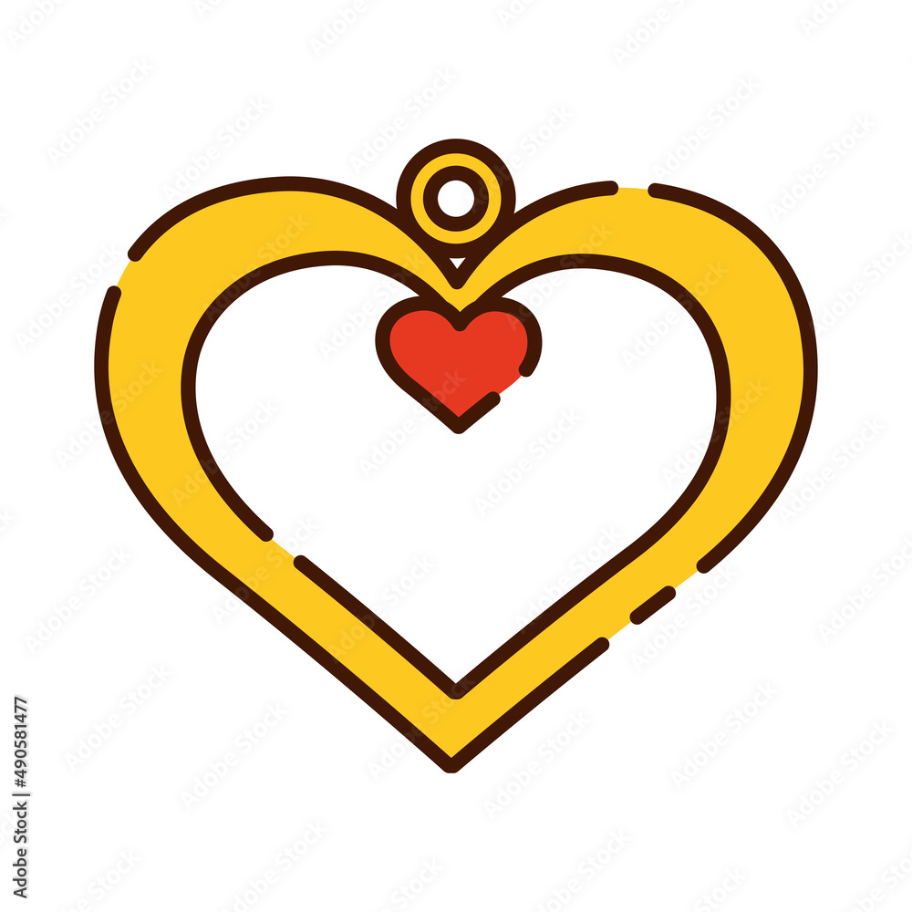Isolated golden ring with heart shape flat design icon Vector illustration Isolated golden ring with heart shape flat design icon Vector illustration