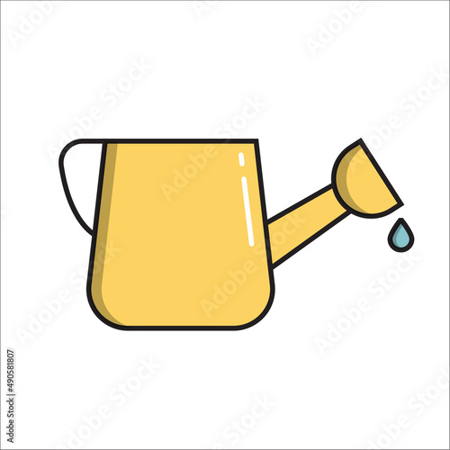 Water can, simple gardening icon in trendy line style isolated on white backg...
