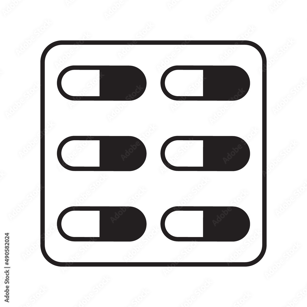 Pills simple medical icon in trendy line style isolated on white background for web apps and mobile concept. Illustration Pills simple medical icon in trendy line style isolated on white background for web apps and mobile concept. Illustration