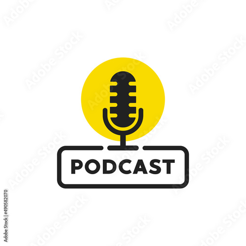 Podcast icon, logo design vector