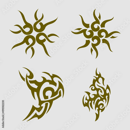 Tribal tattoo designs. Set of vector illustrations. 