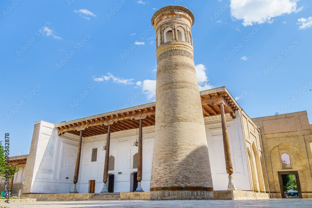 Mosque and minaret of the 18th century in the architectural ensemble of the mausoleum of Bahauddin Nakshband, Bukhara, Uzbekistan