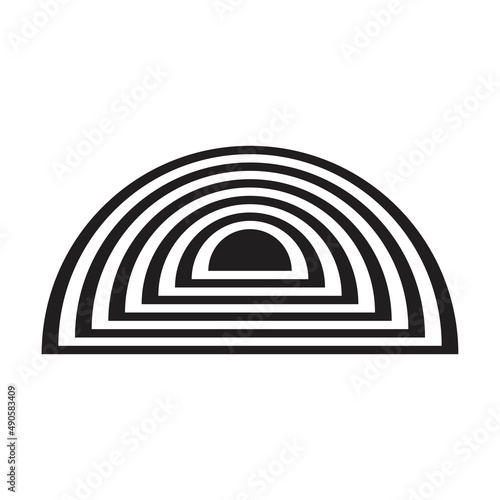 Abstract semicircle lines vector geometric shape for logo, web, print and modern and contemporary design wall art background in a glyph illustration