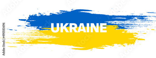 Abstract Ukraine flag colours, Blue and yellow brush elements, stop war Russia conflict, graphic background for protest against war, military conflict, Russian invasion