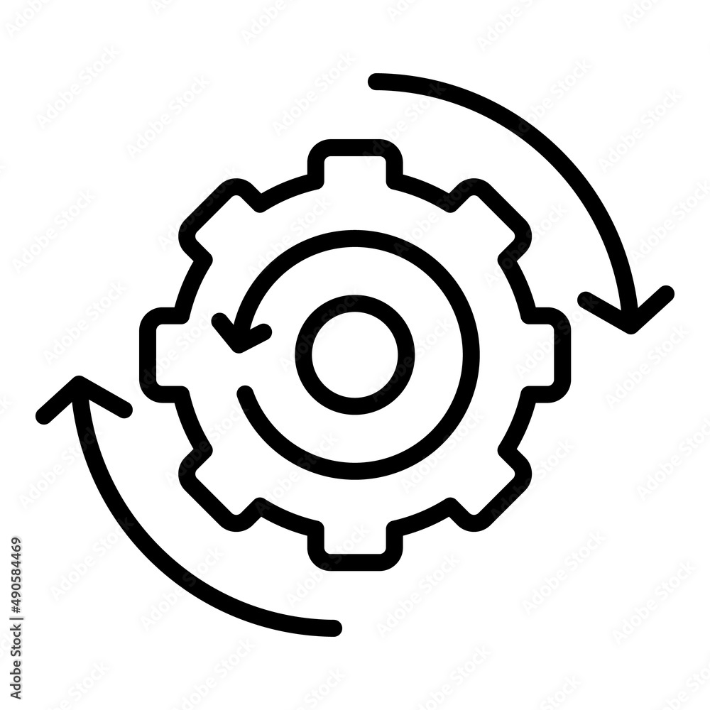 Gear system icon outline vector. Workflow web. Team arrow Gear system icon outline vector. Workflow web. Team arrow