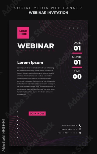 Social media post template in portrait background with black and pink design for social media design