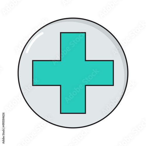 Cross simple medical icon in trendy line style isolated on white background f...